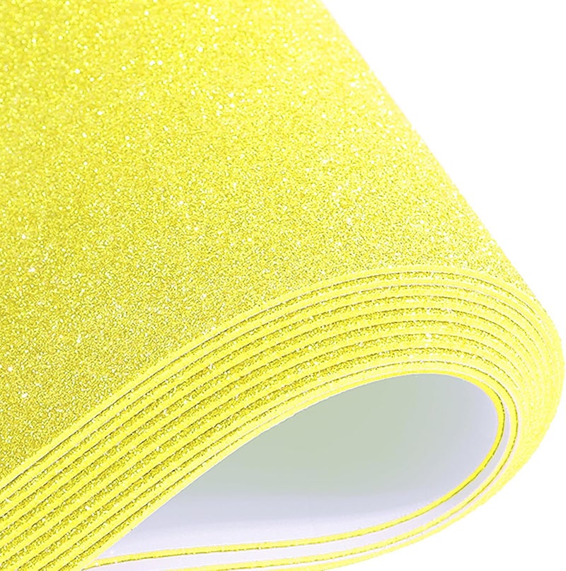 Mluchee 10 Sheets Glitter Cardstock Paper Self-adhesive Backs 30 X 20cm A4 Paper for New Year Thanksgiving Christmas Fall Decorations, DIY Crafts Card Scrapbook (Yellow) - Image 1
